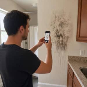 A houston man documenting mold in his apartment