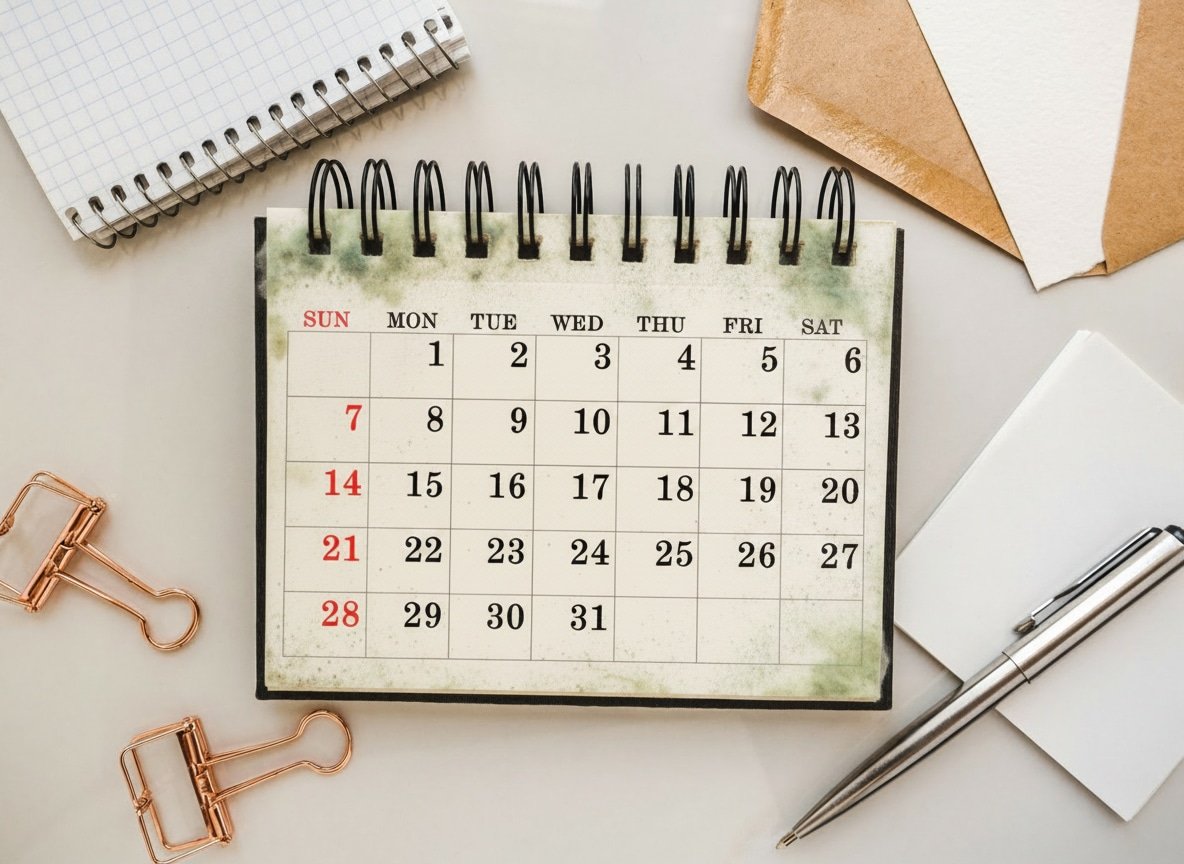 Calendar with subtle mold growth