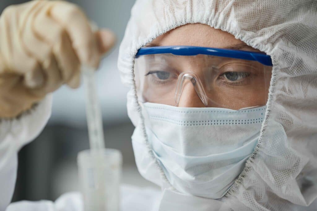 Scientist inspecting mold samples from a Houston home
