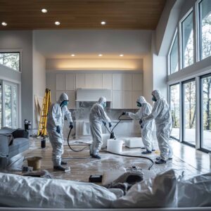 Remediated team working inside a Houston home.