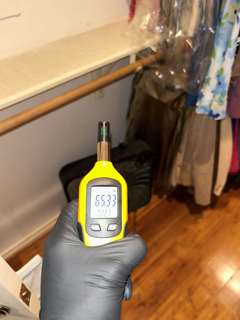 Elevated moisture reading recorded during the inspection