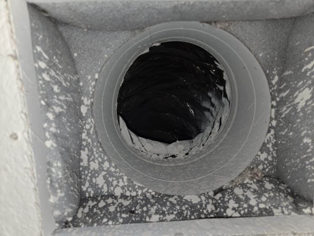 Duct interior during a mold inspection in Spring, Texas