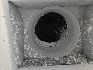 Duct interior during a mold inspection in Spring, Texas
